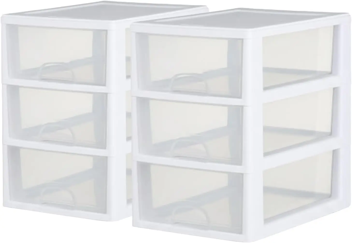 

6-Pack 6 Qt Stackable Drawers, Clear Plastic with White Frames for Closet, Craft & Shoe Organization