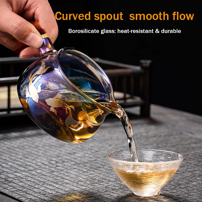 

Стеклянный чайник с ручкой, прозрачный китайский кунг-фу чайный кувшин с носиком, сервировочный графин, кувшин для сливочника для кофе, чая, молока