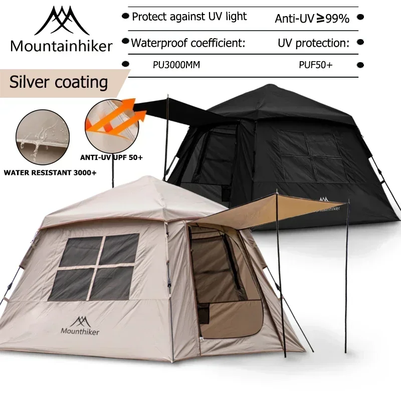 Mountainhiker Automatic Tent, Size 3-4 Persons, 2 Doors, 2 Windows, Sleeping Tent, Outdoor Tent, Hiking and Camping Tent.