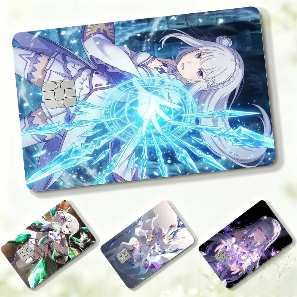 R-Re ZERO Anime Cute E-Emilia  Credit Card HD Stickers Game Card Decal Small Chip Waterproof Sticker Gift