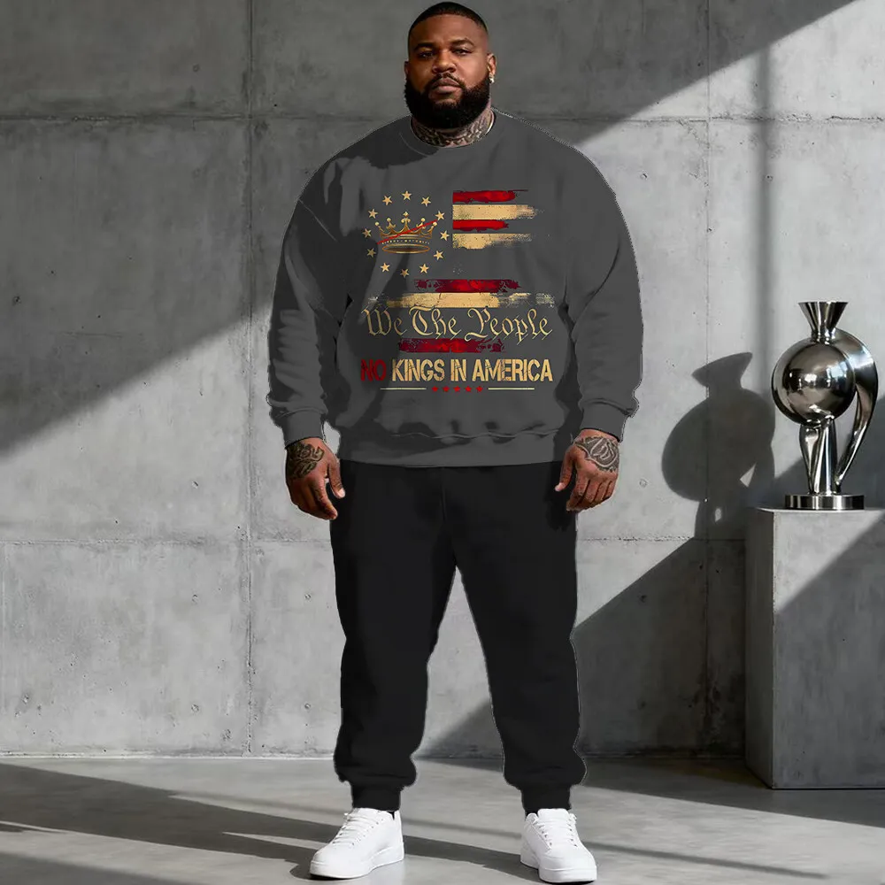 

S-9xl plus size Men's Hoodie Set (2-Piece): Text Element - Warm Breathablebtle Phrase Prints, Perfect for BigT