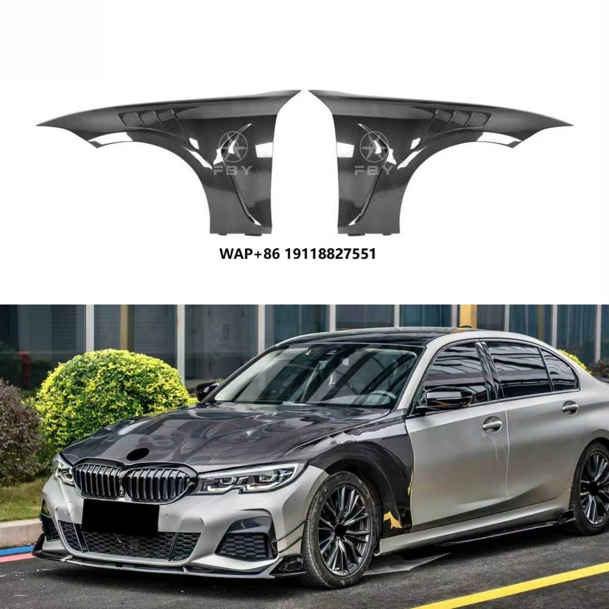

AE Style Carbon Fiber Front Fenders for 3 Series G20 G21 G28 2019-2025 Side Door Fenders Flare Upgrade Body Kit