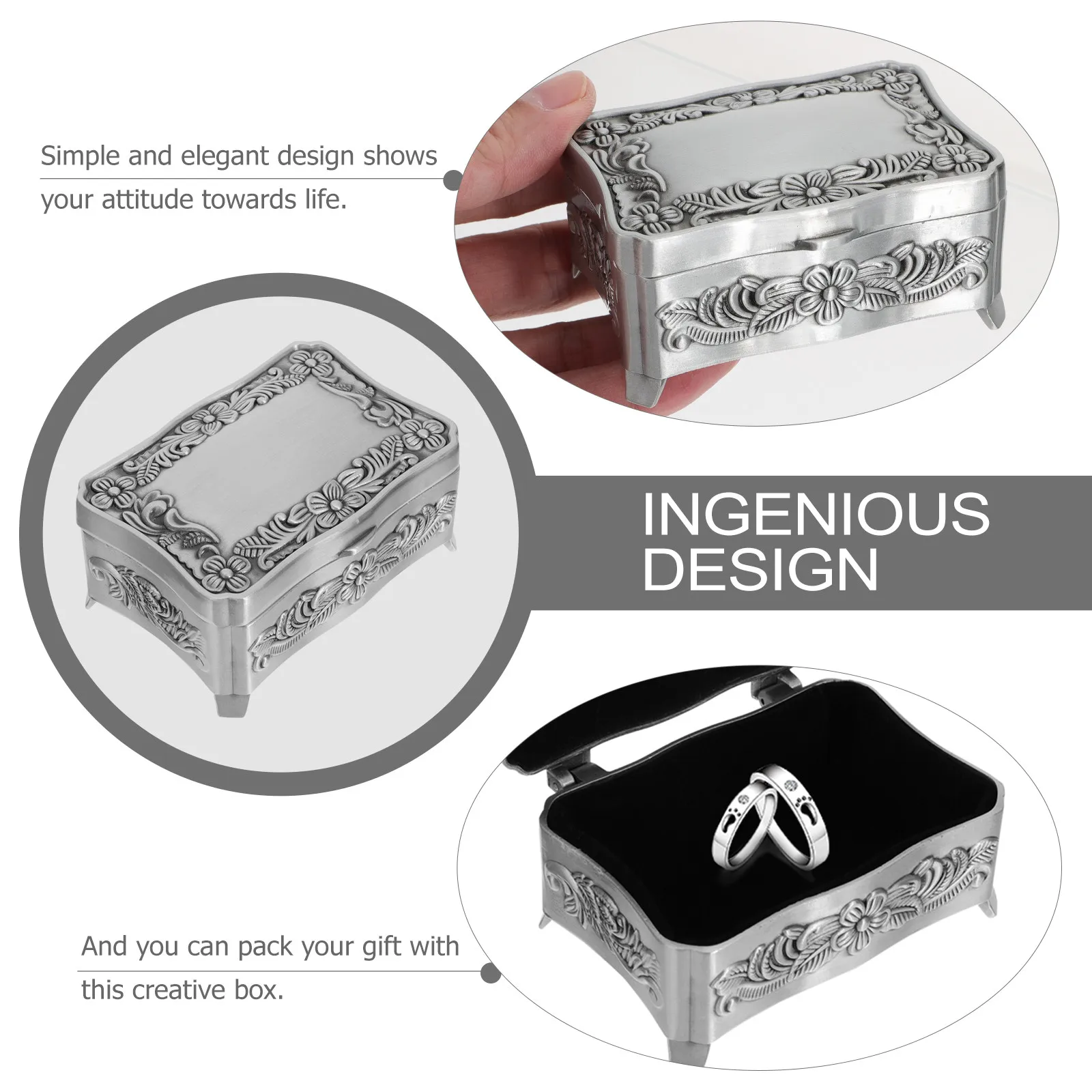 

Винтажный металлический органайзер для хранения украшений, 1 шт., из цинкового сплава, для мелких предметов и гаджетов, в стиле ретро, серебристый.