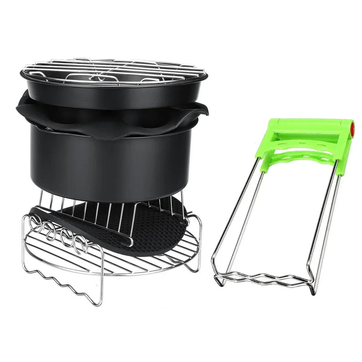 8Inch Deep Fryer Accessories Set High Quality Baking Basket Pizza Plate Grill Pot Kitchen Cooking Tool Electric Deep Fryer Parts