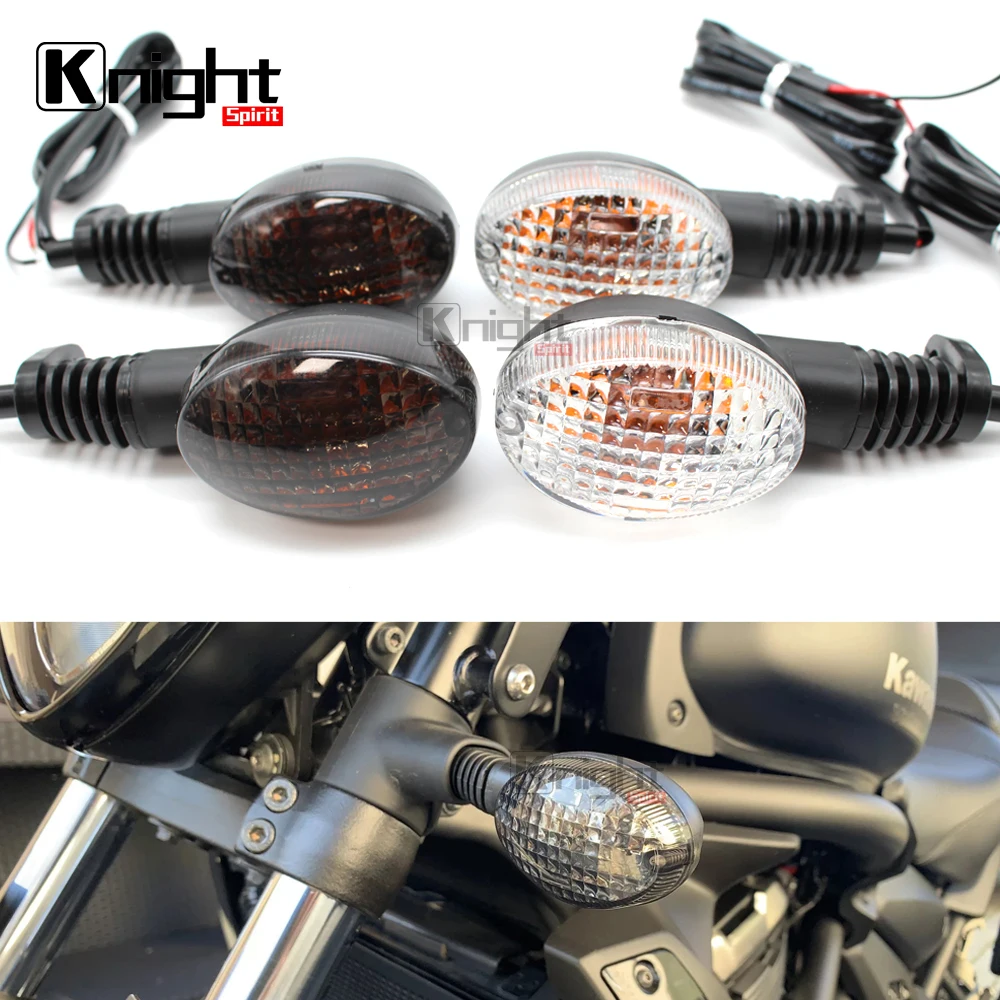 Indicador de señal de giro LED para motocicleta, lente de lámpara de luz para KAWASAKI NINJA 250/R VN650 Vulcan S KLX250 KLX250S KLX250SF KLX300SM