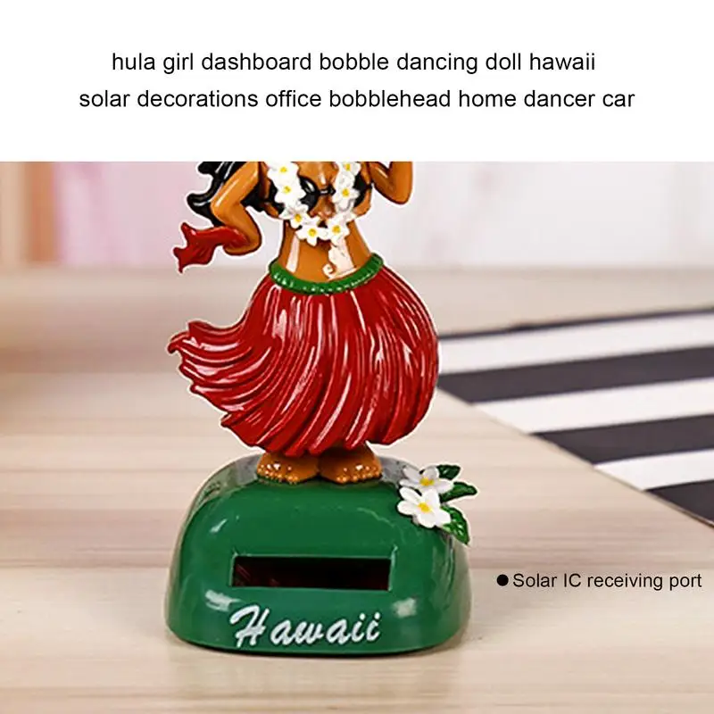 Car Decoration Dancing Doll Car Accessories Solar Power Toy Shaking Head Hawaii Swinging Animated Girl Home Car Ornament