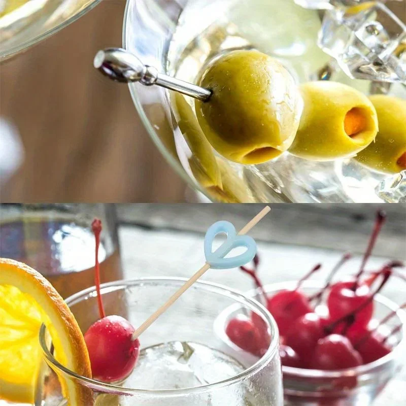 100 قطعة من أعواد الكوكتيل على شكل قلب أعواد أسنان أسياخ مقبلات من الخيزران زينة للأطعمة والمشروبات والفواكه والحلوى