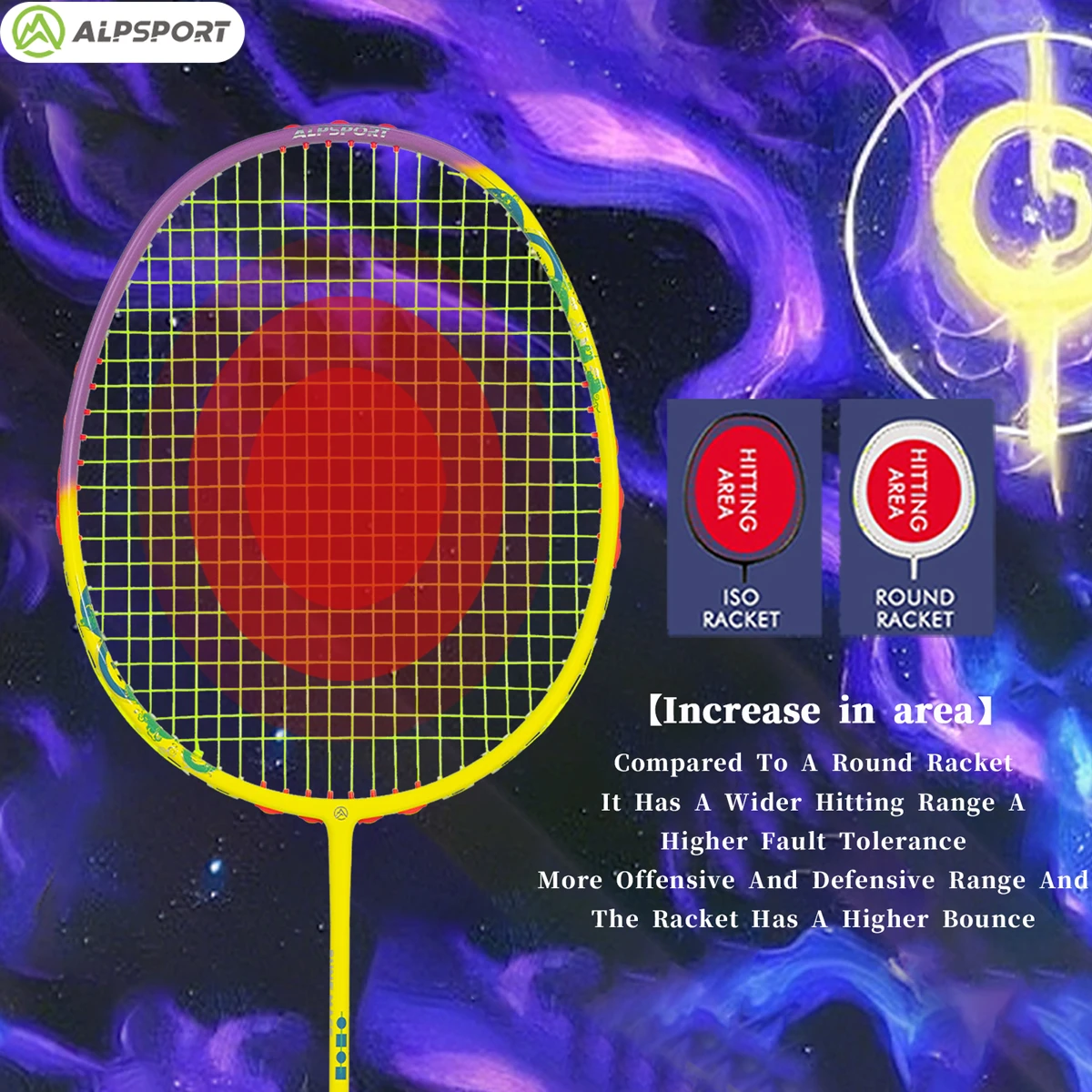  مضرب ALPSPORT FW 4U 65g MAX35LBS | 100% كربون كامل من الدرجة الاحترافية + حزام مجاني #2