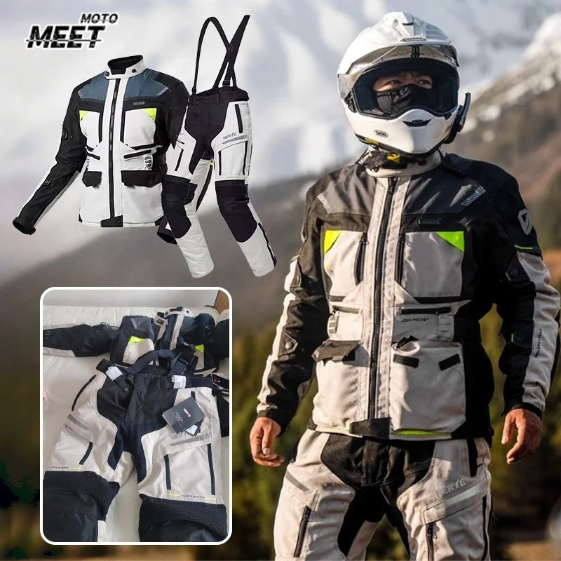 

Motocross Riding Clothes Autumn Winter Warm Waterproof Motorcycle Jacket Pants Men CE Anti-fall Off Road Jacket Rally Suit