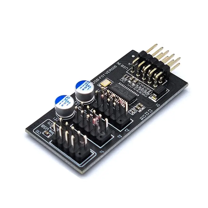 ABQX Connecteur de hub USB 9 broches, répartiteur USB 1 vers 3, carte connecteur 9 broches USB2.0, câble pour refroidissement liquide, pour test de vitesse de ventilateur LED RGB