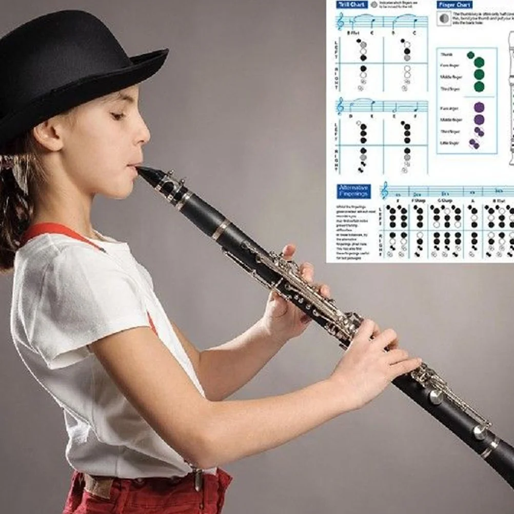 

Clarinet Fingering Chart Chord for Students Music Charts Flute Diagram Bass Practicing Recorder Poster