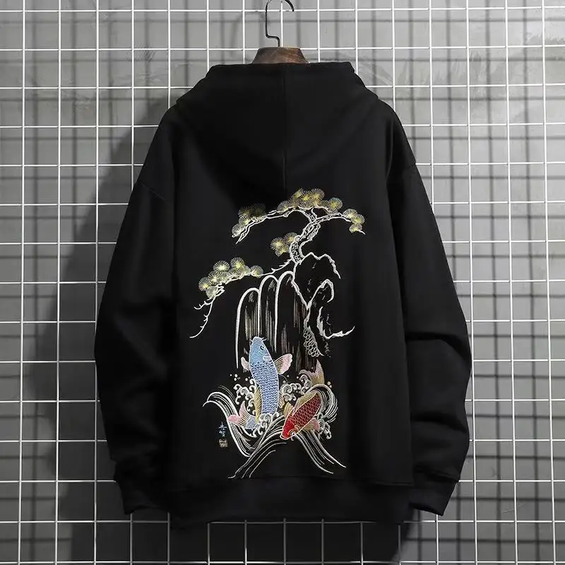 Butterfly Cherry Blossom Embroidery Hoodies Sweatshirts Harajuku Streetwear Black Jackets Men/Women Pullovers Sweatshirts y2k