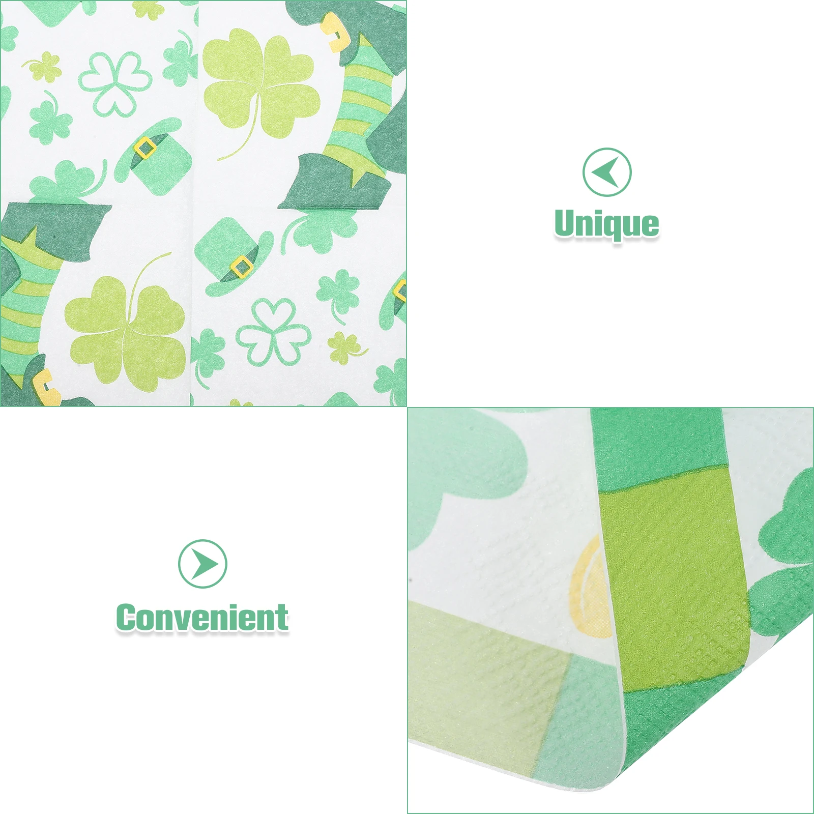 

20pcs Clover Napkins Soft Paper Disposable Cocktail Dinner Guest Bathroom Party Supplies Shamrock Patricks Decorations