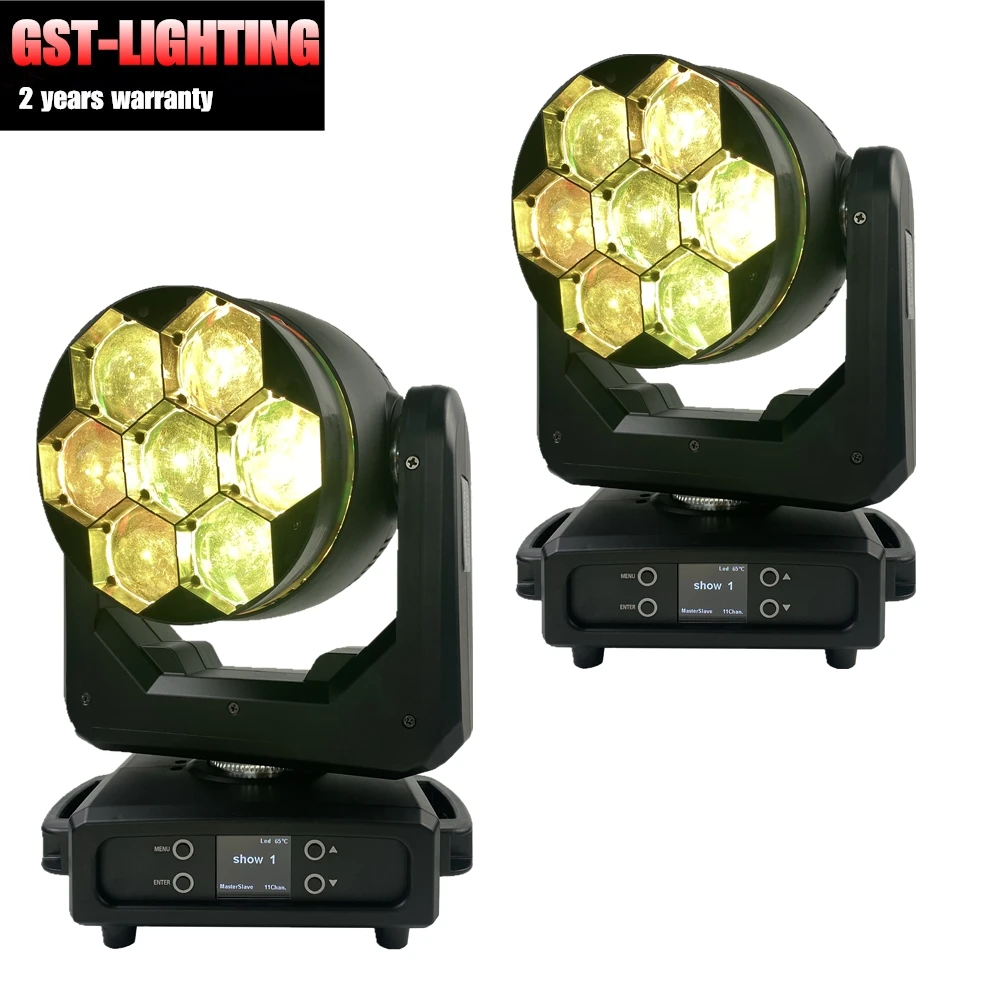 2PCS/LOT 7x40w Zoom Wash Beam LED Moving Head Lights RGBW Stage DMX512 For Patry DJ Lights Disco  Concert Spotlight