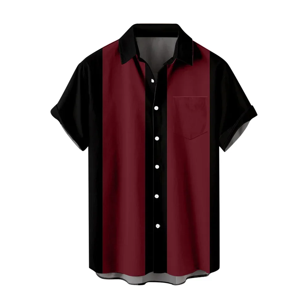 

Summer New Men's Short Sleeve Shirt Daily Casual Solid Color Panel Lapel Tops Classic Men's Clothing Trend Short Sleeve Tops