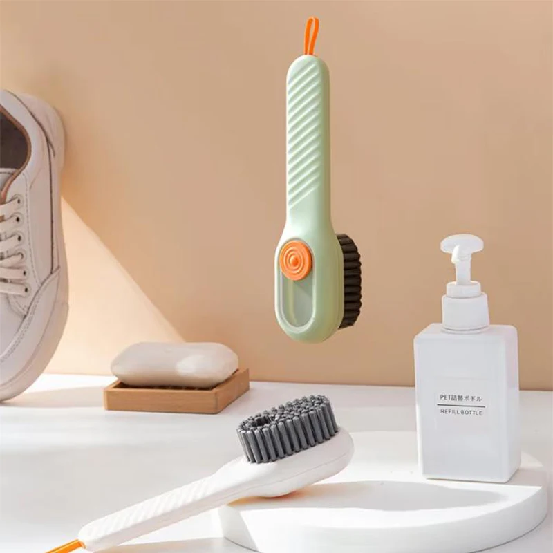 Multifunctional Liquid Shoe Brush Long Handle Soft Bristle Liquid Adding Cleaning Brush Household Clothes Shoe Cleanin