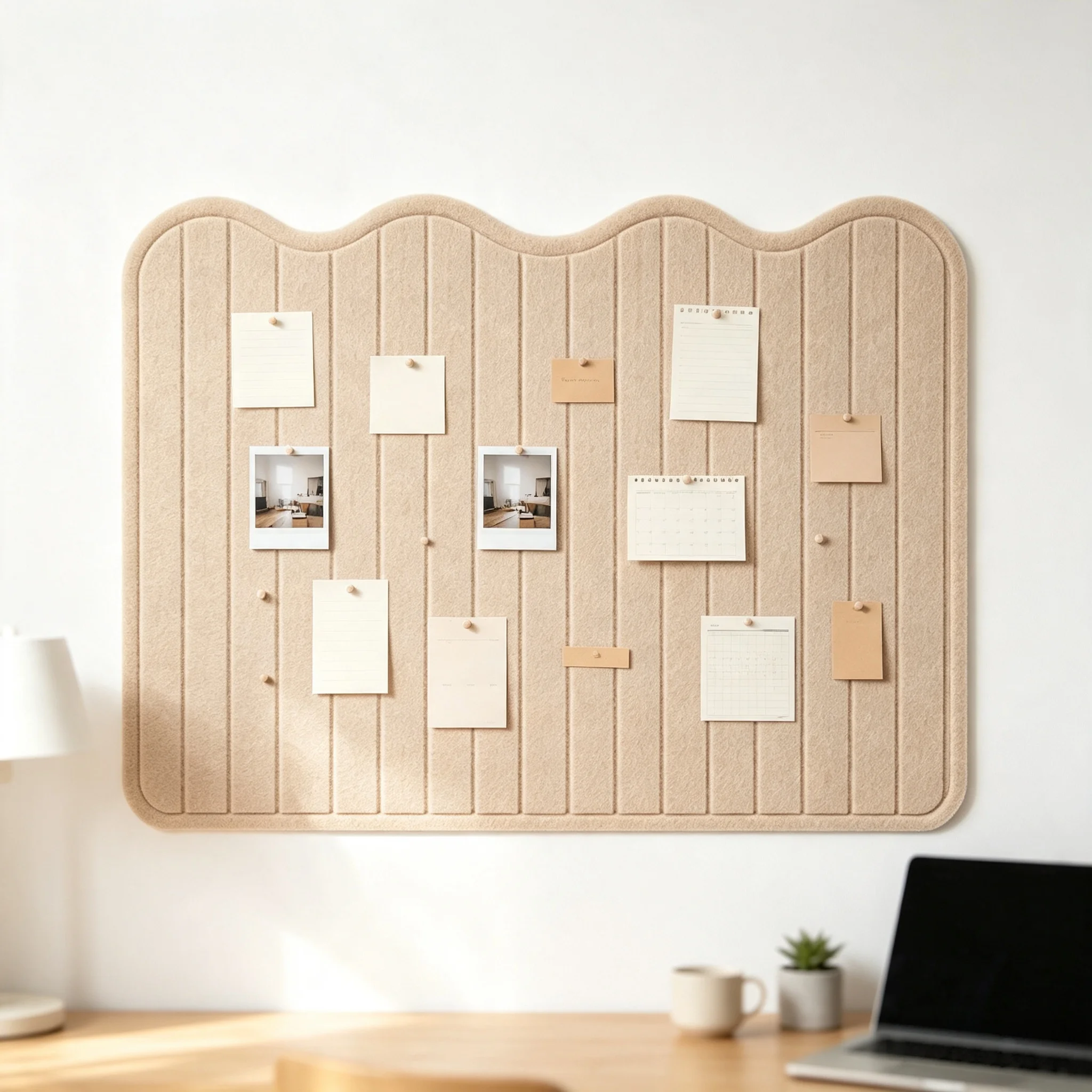 Decorative felt board, multifunctional pin-up board for messages and displays, no drilling required for living room, bedroom, or office, photo display and message board
