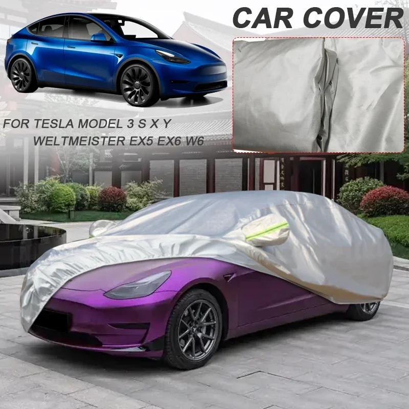 210T البوليستر غطاء سيارة مقاوم للماء المضادة للأشعة فوق البنفسجية الغبار ل WELTMEISTER EX5 EX6 W6 تسلا نموذج 3 S X Y اكسسوارات السيارات الخارجية