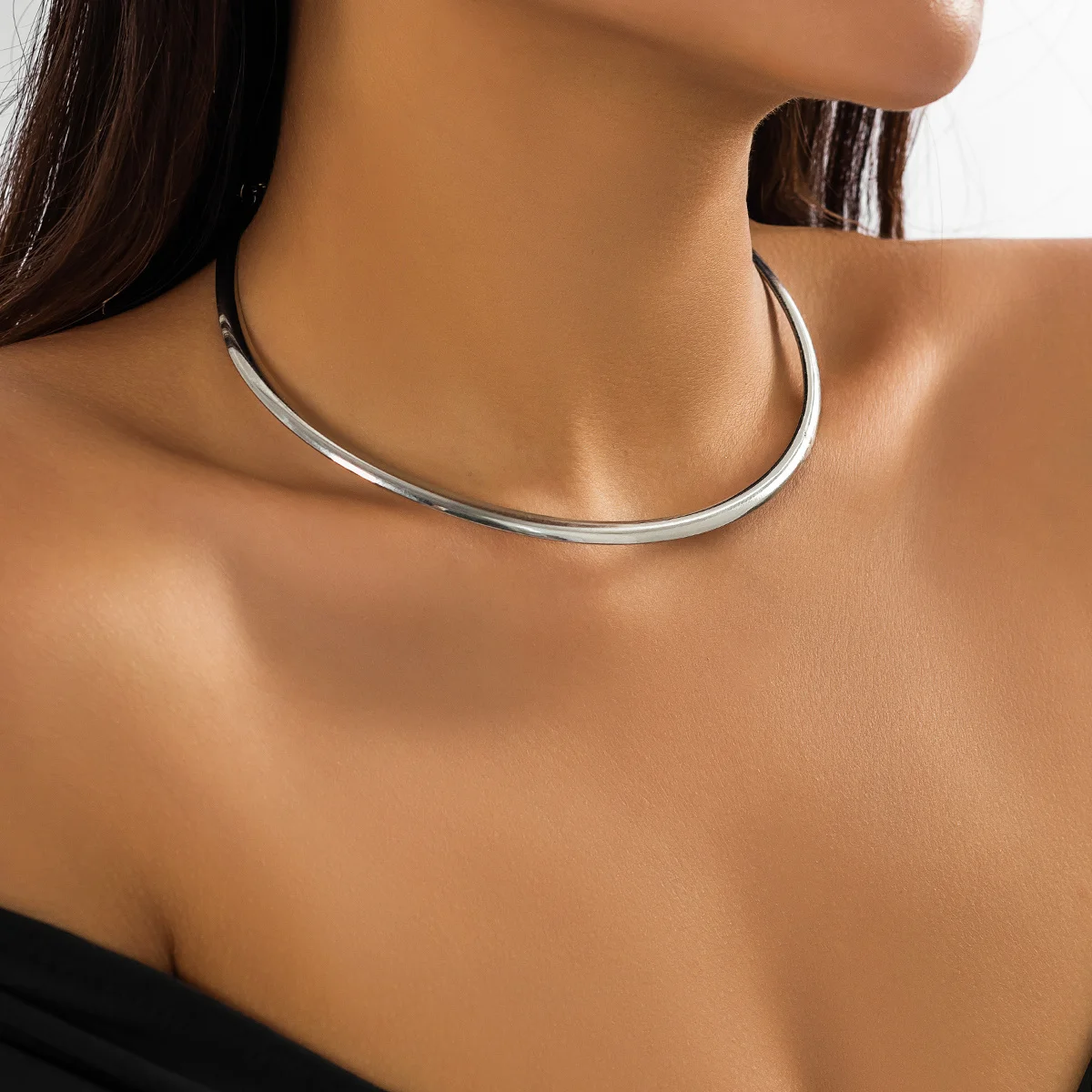 Elegante einfache klobige Kreis Drehmomente Halskette für Frauen trend igen Choker Kragen Modeschmuck am Hals Accessoires weiblich – Detail 7