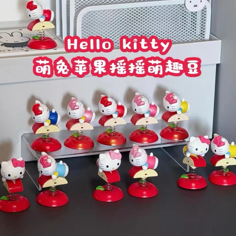 

Sanrio Character Hello Kitty Cute Rabbit Apple Series Kawaii KT Cat Rocking Action Figure Model Collect Ornament Boy Girs Gifts