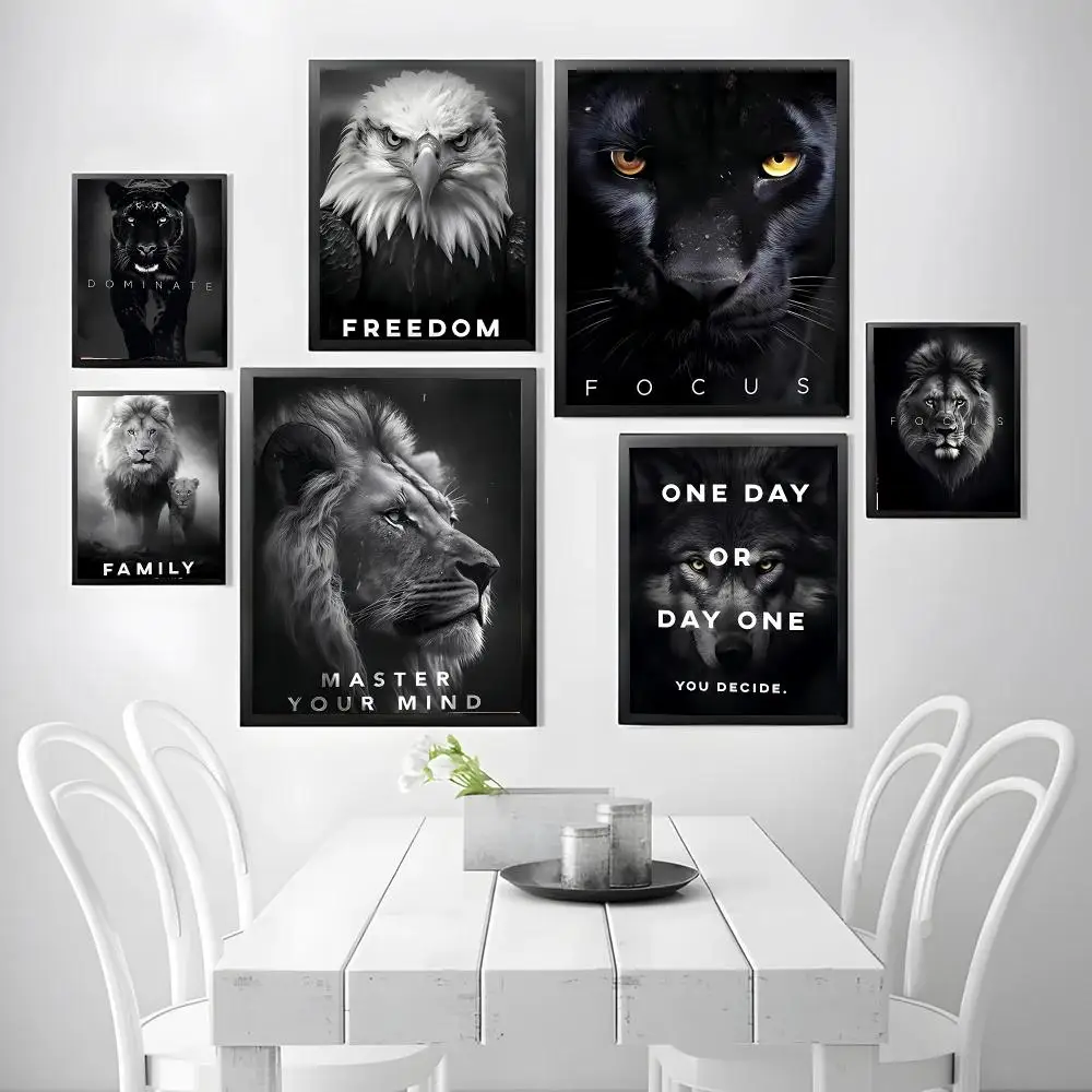 Art Simple Nordic Style Tiger Lion Bald Eagle Poster Wall decals, perfect for hallways, living rooms, and home decor