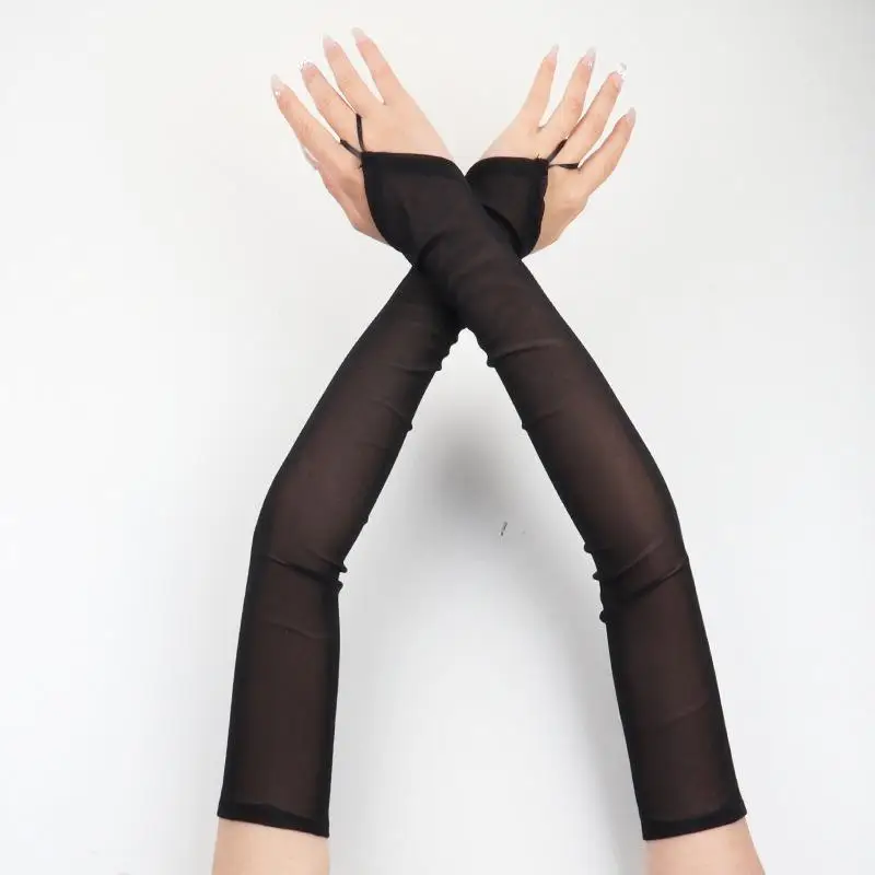 Fashionable Women's Gloves, Thin Summer Sun Protection Gloves, Mesh Gauze Ice Silk Hook Finger Lace, Sexy and Charming Cuff C100