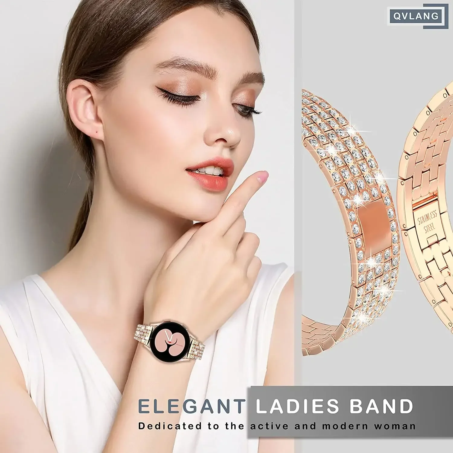 22 مللي متر 20 مللي متر الماس الفرقة لساعة سامسونج جالاكسي 7/FE/6/5/pro/4/كلاسيك/أكتيف 2 سوار معدني Amazfit GTR 4/GTS 4/2/2e/3 حزام