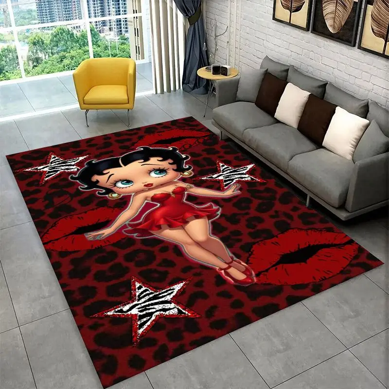 Retro Cartoon B-Betty B-Boop Cute Girl Carpet Rug for Bedroom Living Room Sofa Home Decor,Game Area Rug Non-slip Floor Mat Fest