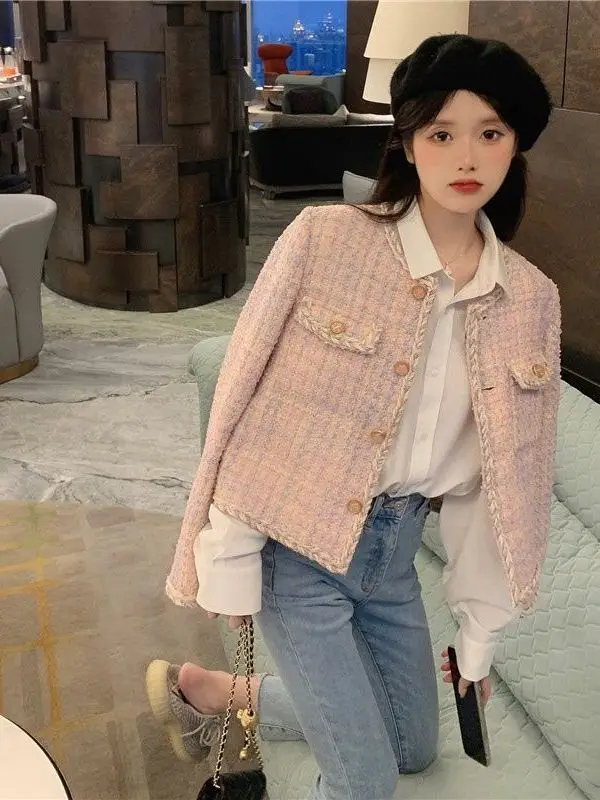 

Женская стеганая куртка Ele Pink с цветочным декором, весенне-осенняя, с французскими пуговицами, топ-жакет