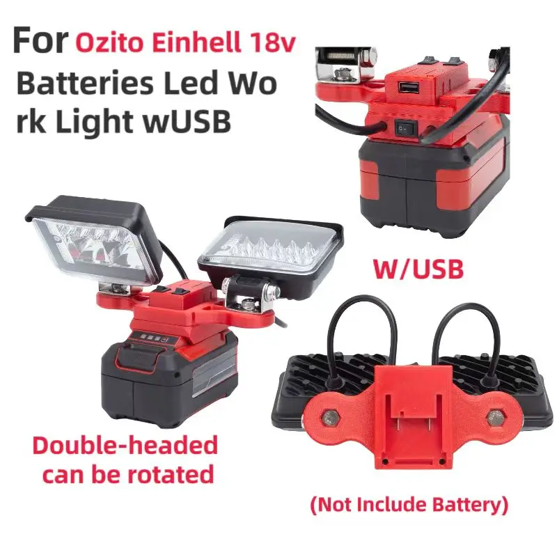 Compatible USB Adapter / Converter Portable Lanterns Cordless Flood Portable Work Light For Einhell / ozito  18V Battery 24W