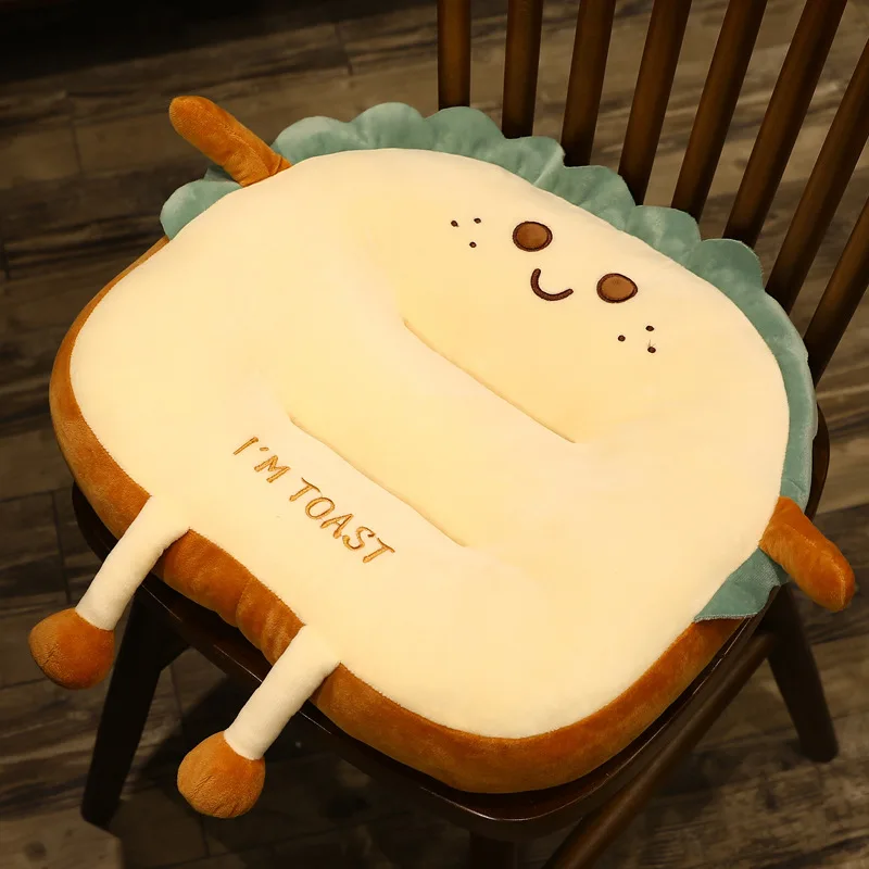 Super cute bread cushion Soft plush toast car cushion for Bedroom and Sofa dining chair mat soft comfortable square thicken seat