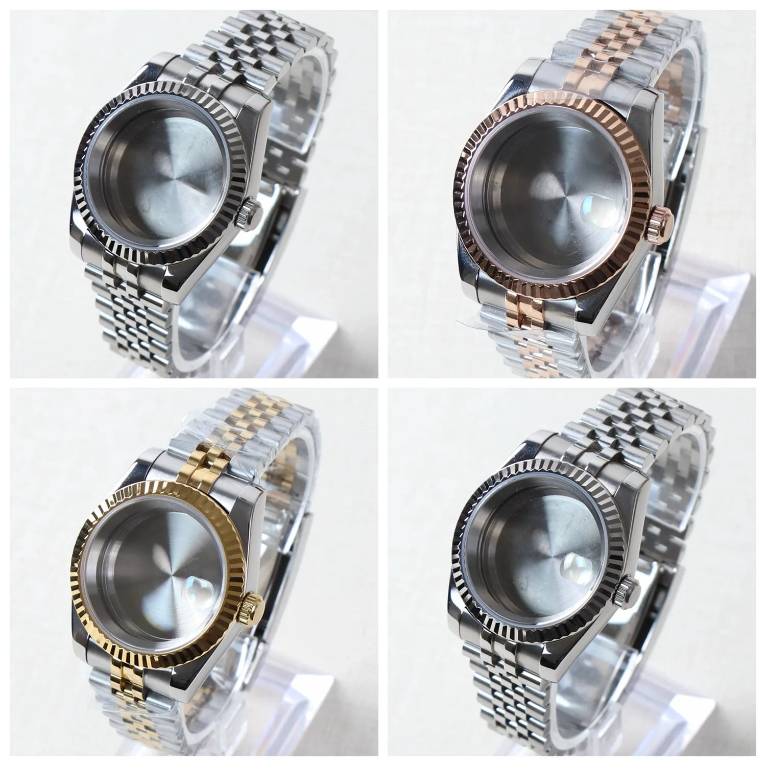 36mm/39mm Fluted Bezel NH35 Case For SK DJ Replacemet Part Sapphire Glass Stainless Steel Fit Nh35 Nh36 Movement Watch Case NH35