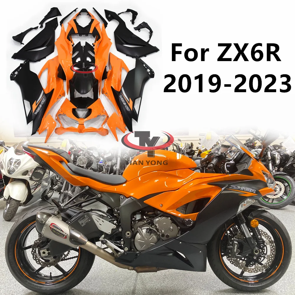 Injection Matte black glossy orange letter print Motorcycle For ZX6R ZX 6R 636 2019-2023 Full Fairing Kit Bodywork Cowling