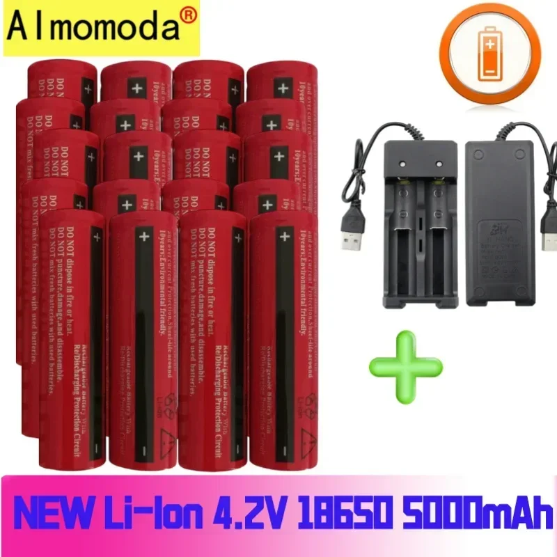 Batería de litio 2024 auténtica, 18650 mAh, recargable, 5000 V, gran capacidad, importada, duradera y sin envío, destornillador