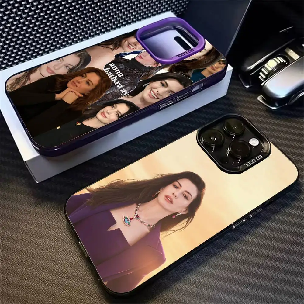 

Famous actor A-Anne-Hathaway Phone Case For Gradient Silver Case iPhone 17,16,15,14,12,13,11 Plus,Pro Max,XS