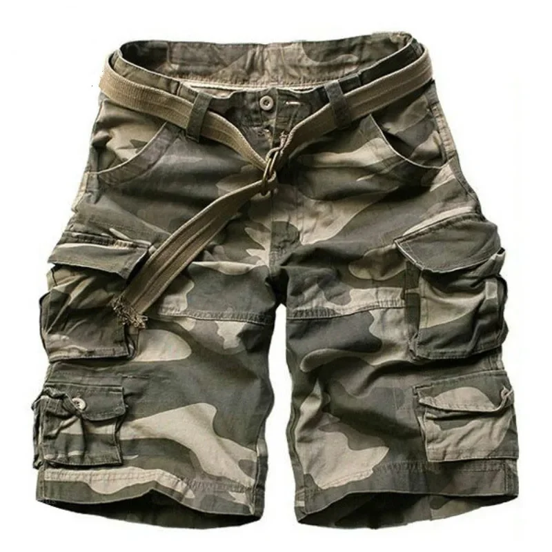 2024 Summer Army Military Bermudas Shorts Men with Belts Casual Camo Knee-length Mens Cargo Short Trousers Camouflage Hombre