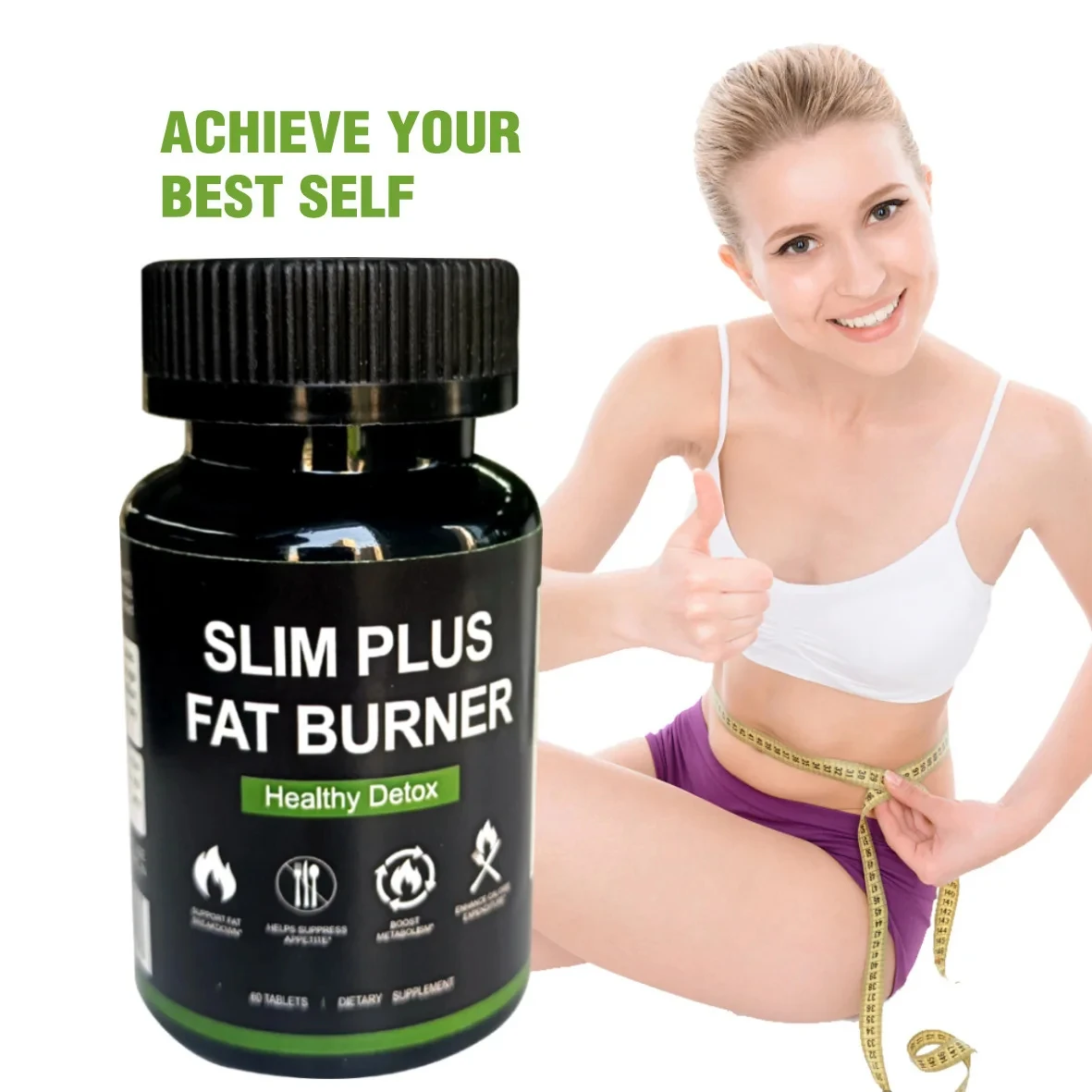 Slimming Plus Fat Burner Capsules Support Appetite Healthy Intestinal Detoxificatio Burn Fat Calories Promote Metabolism 60pcs