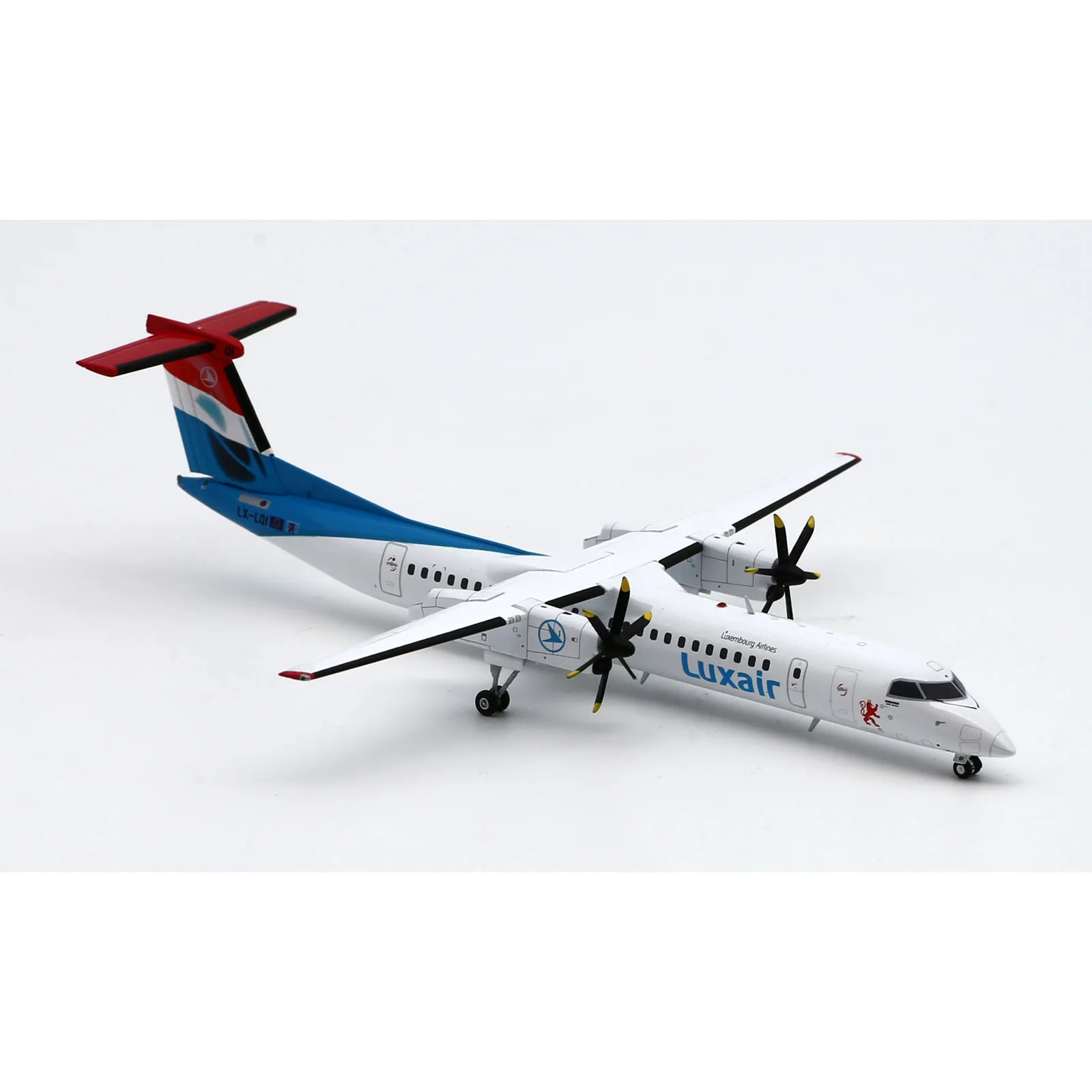 XX20168 Alloy Collectible Plane Gift JC Wings 1:200 Luxair Bombardier Dash8-Q400 Diecast Aircraft Model LX-LQI With Stand