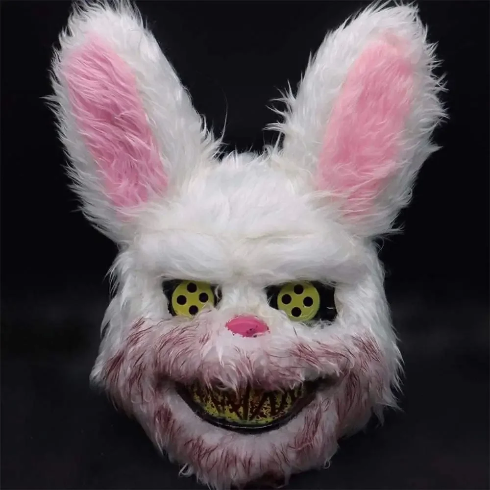 

Luminous Halloween Scary Mask Bear Rabbit Bunny Mask, Bloody Plush Head Mask, Cosplay Costume Props Halloween Party Itaewon