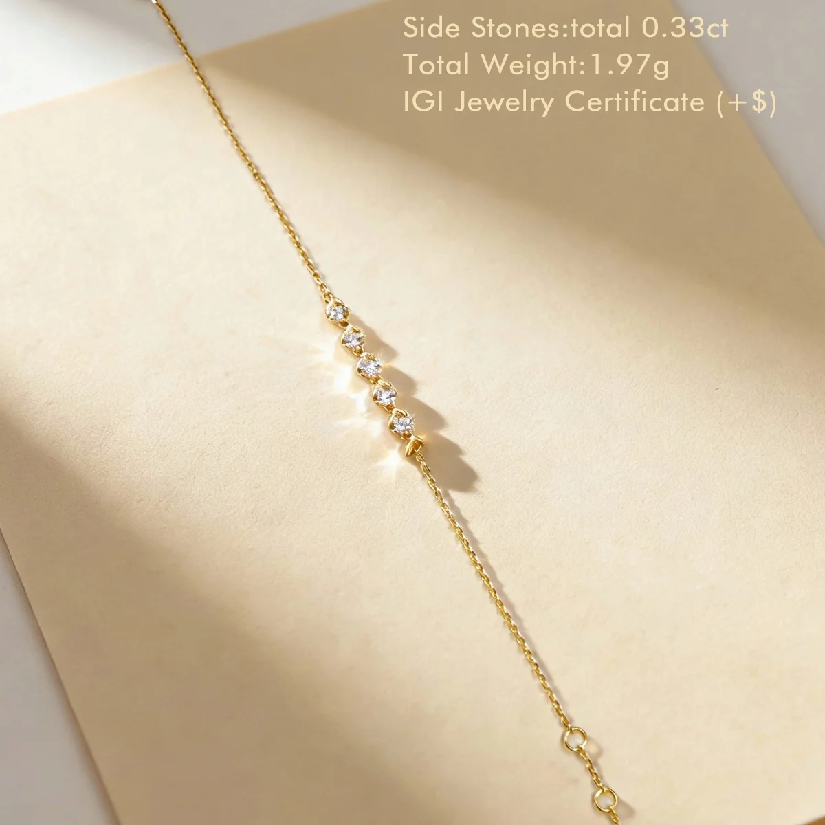 18K Yellow Gold Lab Created Diamond Bracelet D/E VS/VVS Round Cut Lab Diamond Bracelet Delicate Gift Fine Jewelry For Women