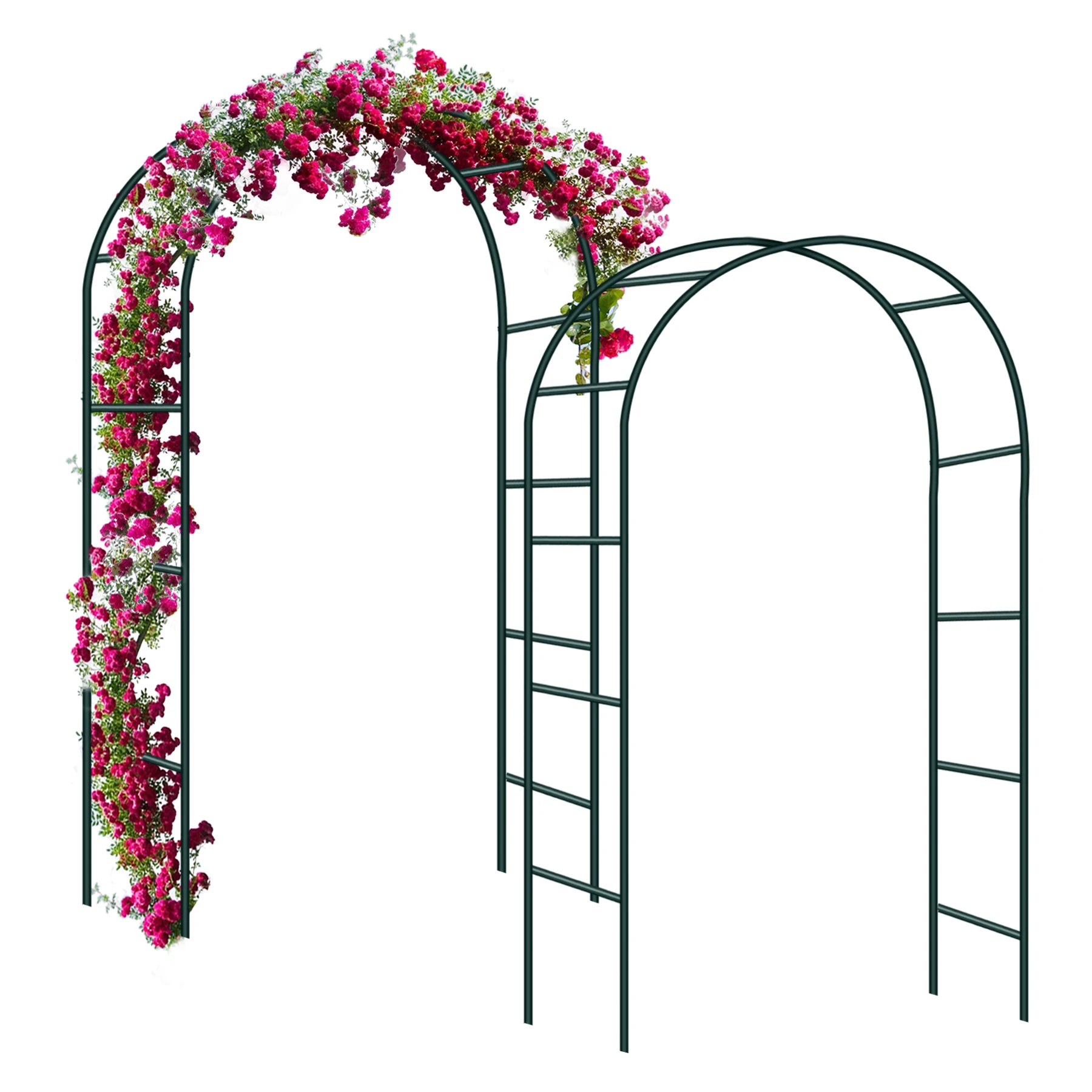 Forever Speed Rosenbogen Torbogen Garten Rankgitter Rosenhilfe aus Pulverbeschichtetem Stahl, Garten Decoration und Verzierung Kletterer wetterfest 240 x 140 x 38 cm/Grün（2 Stück）