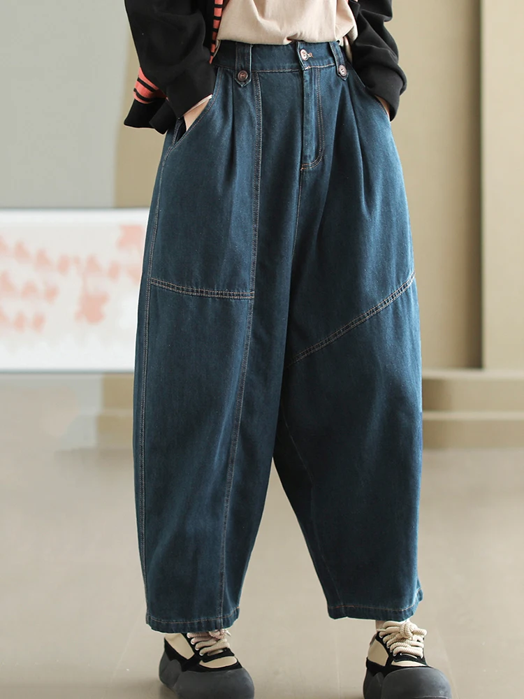 Amax luluE 2024 Fall Korean Denim Pants Women Fashion Loose Casual Jeans Ladies Vintage Classic Harajuku Big Size Harem Trousers