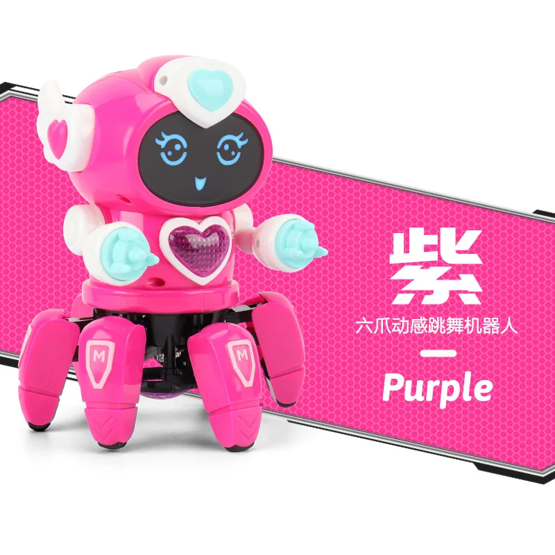 2025 新しいダンス電動ヘキサポッドリトル 6 ロボットおもちゃ漫画かわいいロボットライト音楽子供インタラクティブパズルおもちゃギフト