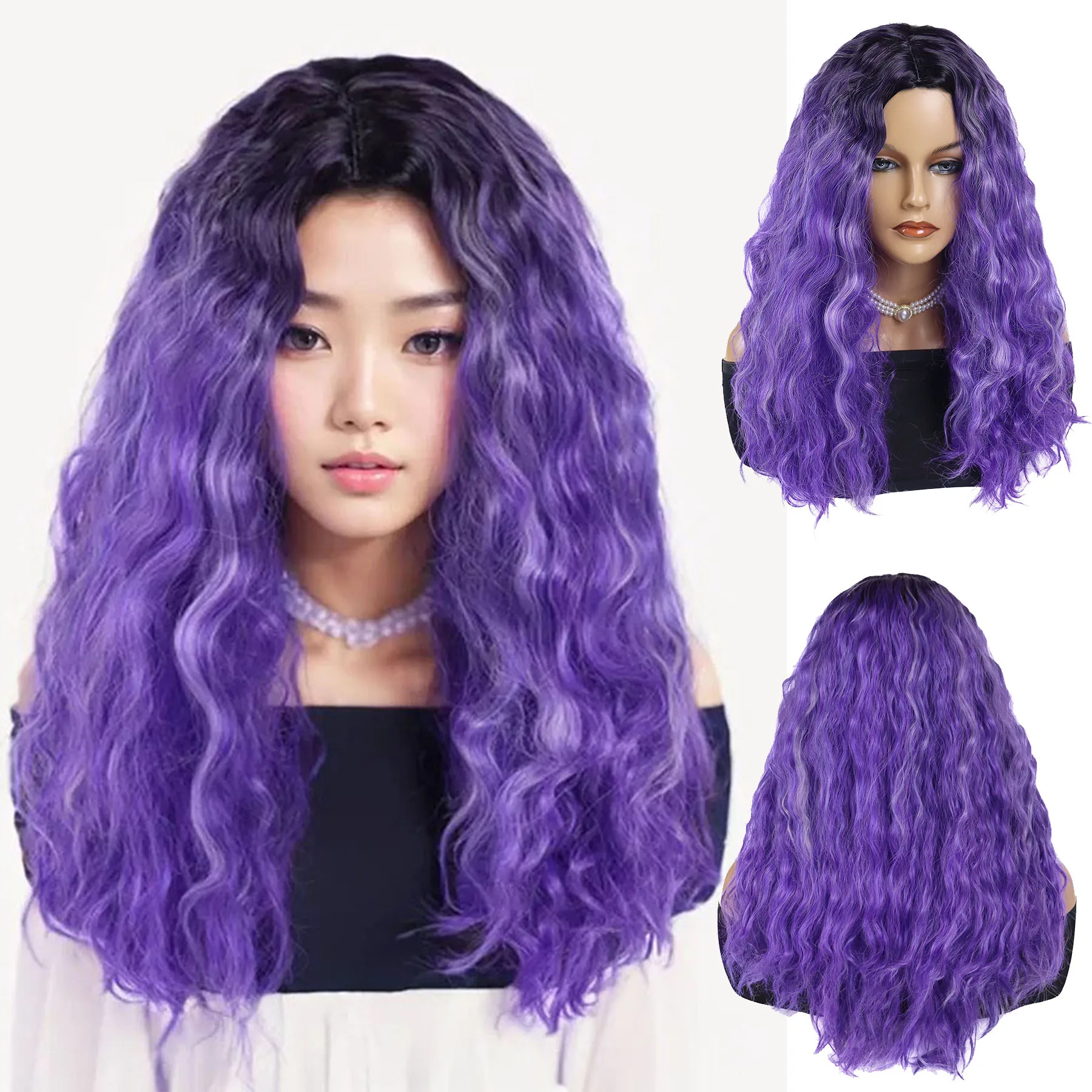 

Synthetic Hair Long Wig Big Volume Purple Wigs for Women Drag Queen Wig Cosplay Costume Party Hairstyles Girls Coser Roleplay