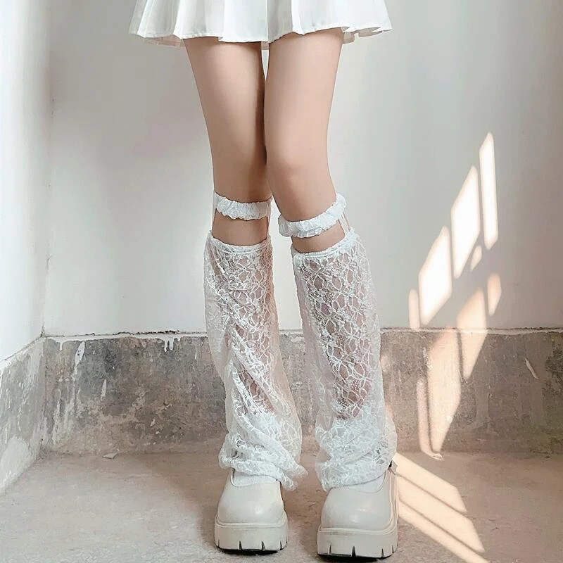 Women Lace Suspender Leg Warmers Super Soft Boots Shoes Cuffs Covers Summer Thin Sunscreen Harajuku Boot Cover