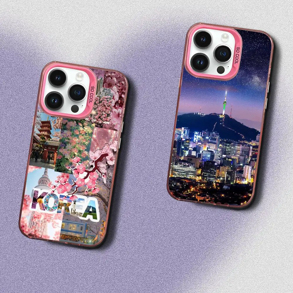 حافظة هاتف S-SEOUL من كوريا الجنوبية لهاتف iPhone 17,16,15,14,13,12,Pro,Max,Plus,E,SE4,Air,Mini Pink IMD Box