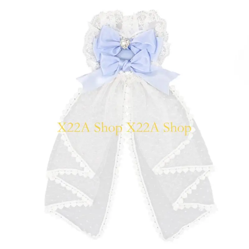 Unique Anime Hair Clip Ruffle Lace Bowknot Hairband for Women Halloween Party Costume
