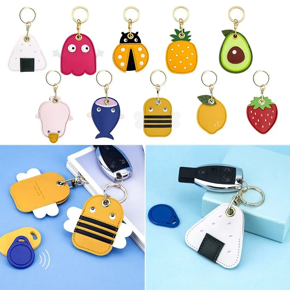 Cute Cartoon Protective Sleeve With Keychain For Airtag Access Control Card Cover Badge Card Holders Useful Gift Fashion Jewelry