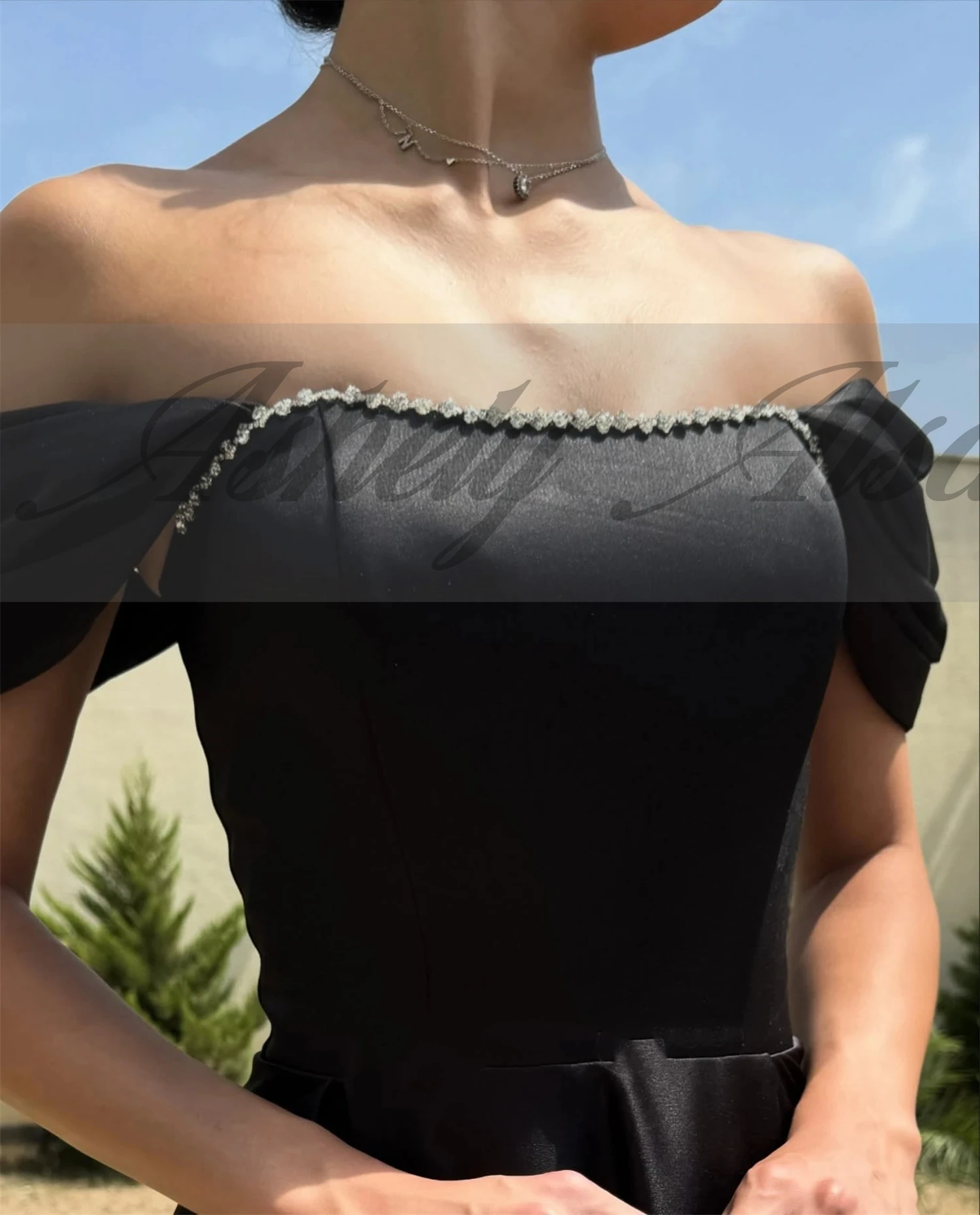 A2A03 아프리카 흑인 여성 정장 이브닝 드레스 오프 어깨 크리스탈 새틴 긴 결혼식 게스트 파티 댄스 파티 드레스 2025 맞춤형