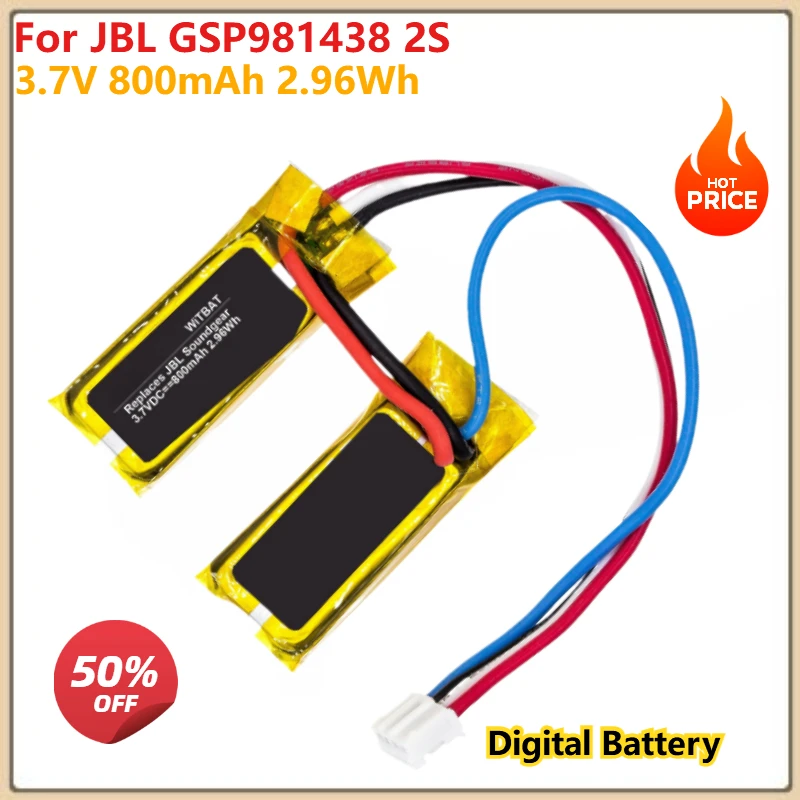 

Bluetooth Speaker Digital Battery 3.7V 800mAh 2.96Wh For JBL GSP981438 2S Soundgear Li-Polymer Batteries